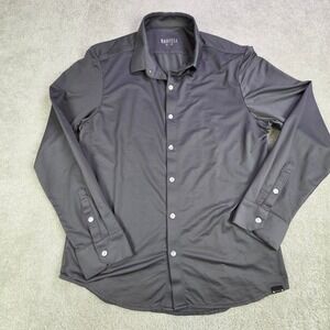 Barbell Shirt Mens Large Gray Motive Dress Commuter Button Up Office